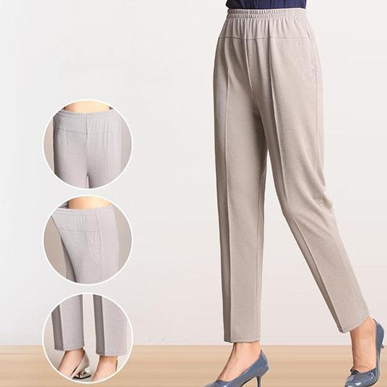 WTEMPO XL-5XL Damen Frühling Sommer Große Größe Eisseidenhose Weibliche Einfarbige Freizeithose mit elastischer Taille