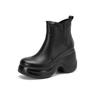 Autumn and winter new round head thick-soled leather Martin boots for women, thick heel waterproof table V-mouth side zipper, super high heel short b