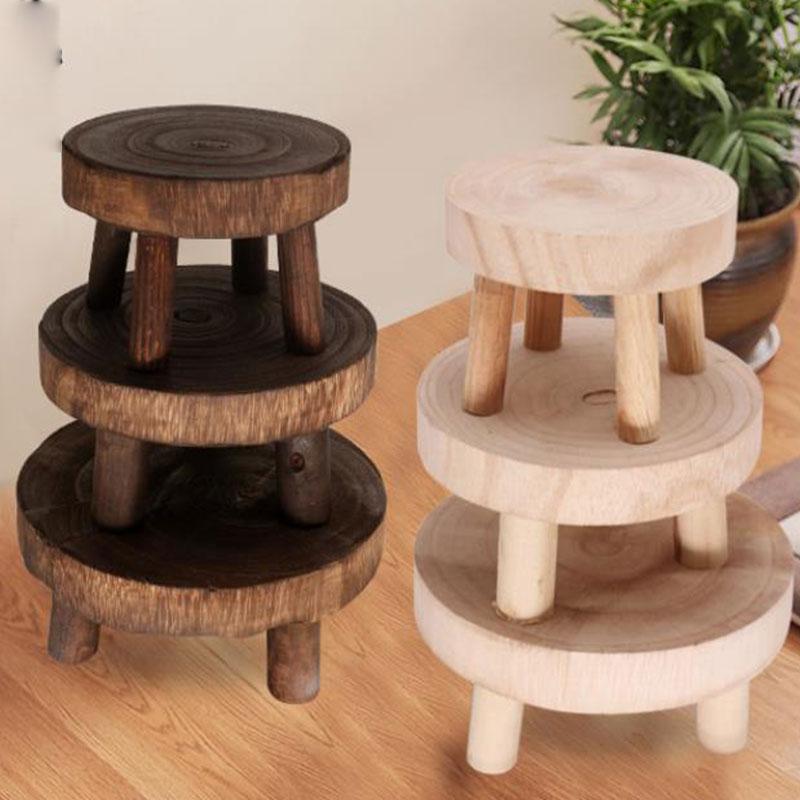 Wooden Plant Stand Flower Pot Base Holder Stool Garden Flower Display