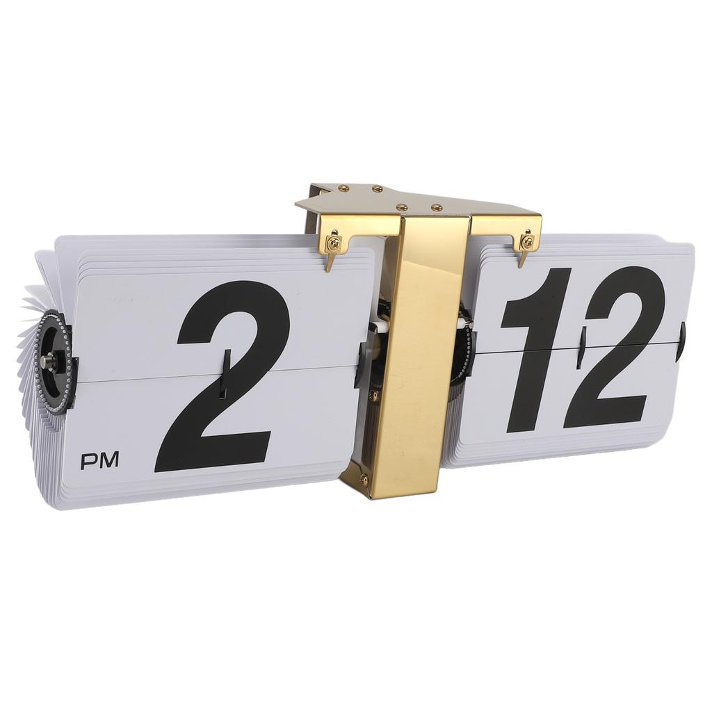 Automatic Flip Clock Mechanical Clock Battery Powered Retro Digital Flip Down Clock for Desktop Standing Wall Hanging