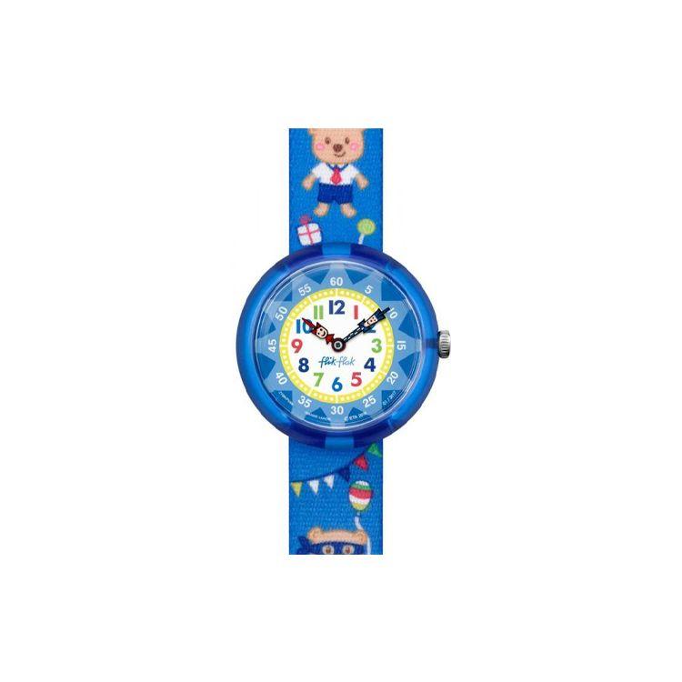 

Swatch Quartz Movement 50M Waterproof Kids Watch 32Mm Blue Dial Plastic Case Fabric Strap Kids watches FBNP086 Blue Dial