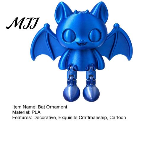 Small Gothic Ornament 3D Printed Articulated Bat Figurine, Flexible Cartoon with Movable Jointed Toy Joints, Desktop Animal Sitter for Home