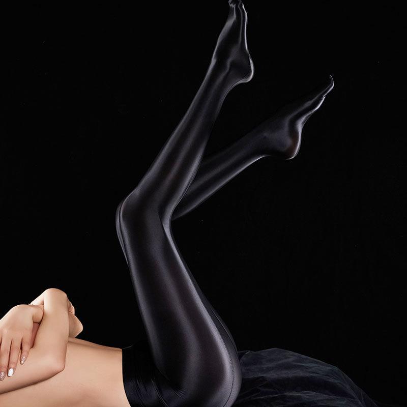 Shiny Silky Pantyhose D Thickened Opaque Sexy Skinny Socks Sexy Open Dance Yoga Socks m size [stockings] 90-120 чёрный