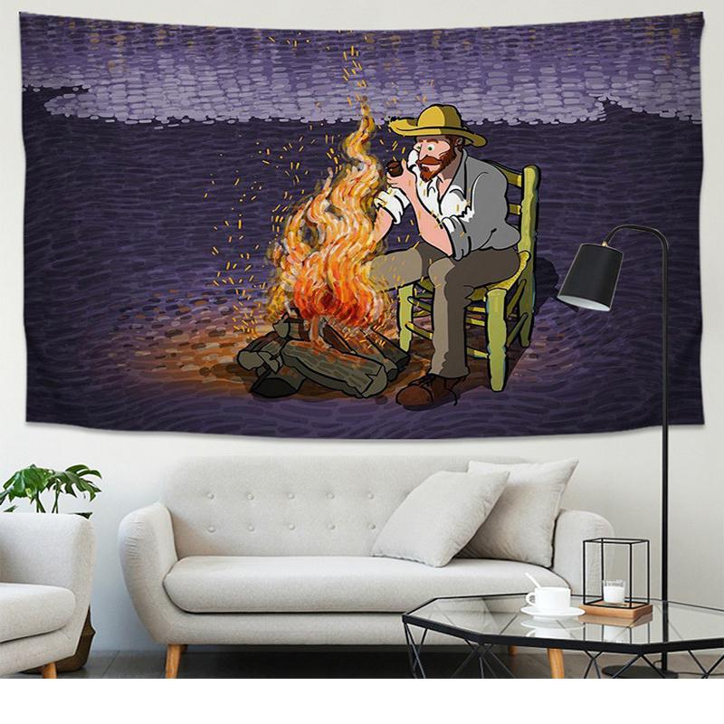 

Van Gogh Art Fabric Tapestry for Bedroom Decor Wall Hanging Backdrop Cloth Abstract Wall Hanging 74x94cm(29x37in)