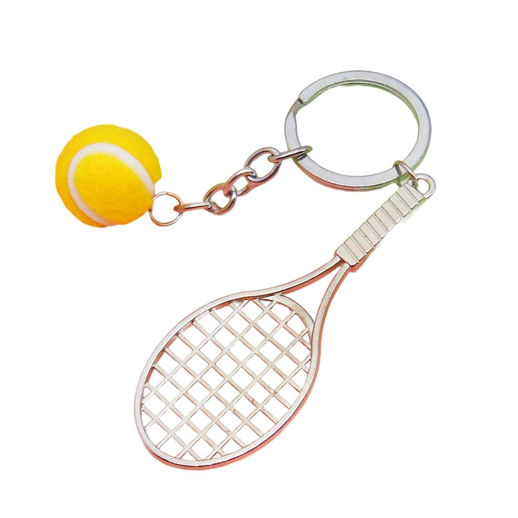 Realistic Tennis Racket Keychain Stylish Zinc Alloy Keyring Handmade Sporty Accessory Gift For Sports Enthusiasts