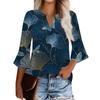 Women's Casual Fashion Floral Printed Cropped Sleeve Round Neck Top