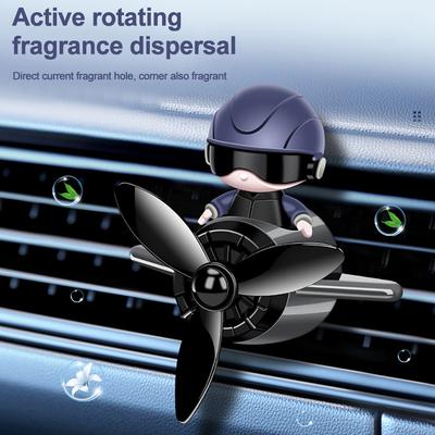 Car Air Freshener Aromatherapy Auto Accessories Interior Perfume Diffuser Rotating Propeller Outlet Fragrance Cartoon Design