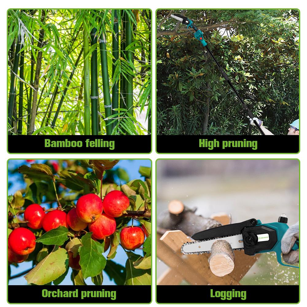 ONEGREEN Drujba electrică telescopică fără perii de 4500W 6 inch 205CM Reîncărcabilă unealtă electrică de grădinărit pentru baterie de 18V