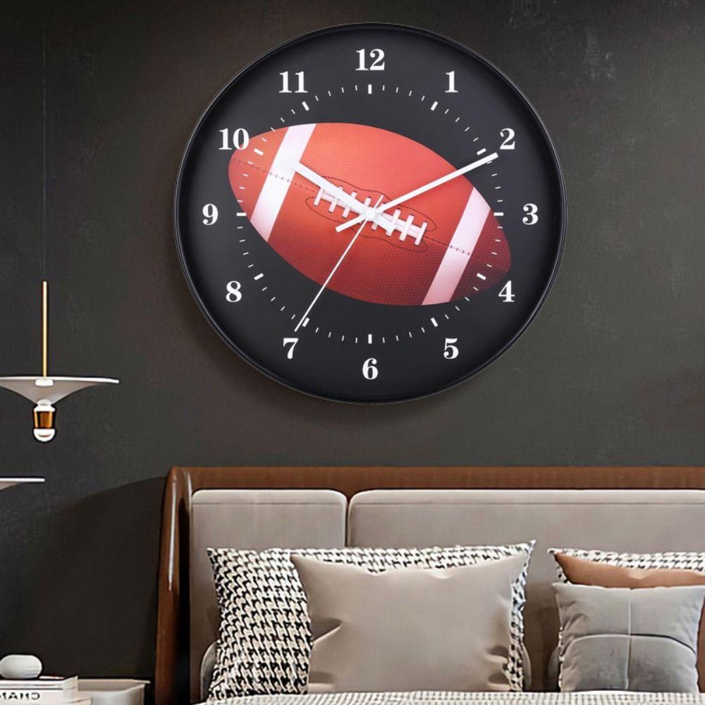 Funny Rugby Wall Clock Round Decoration Clock Creative Wall Mounted Clock  Office