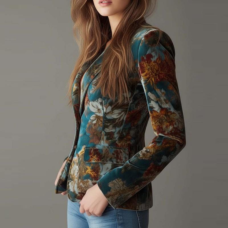Womens Slim Fit Long Sleeve Printed Blazer Jacket 2026 Stylish Office Casual Wear
