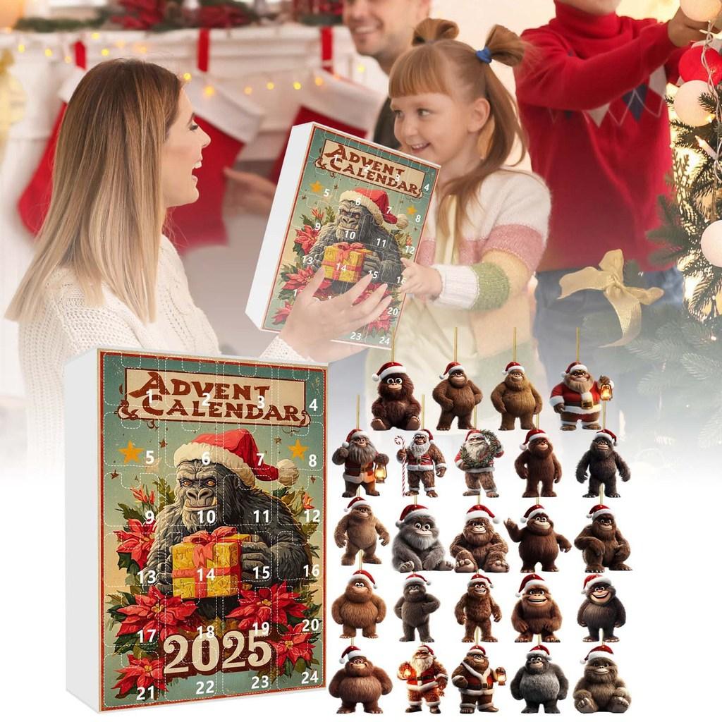 Christmas Ape Advent Calendar With Acrylic Decor And 24 Pieces For Holiday Festivities