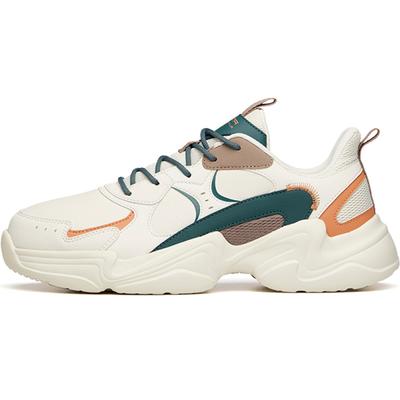 Chunky Sneakers Men's Low Top Light Beige White/Dark Moss Green/Oranges Sneakers 111938822R-17