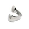 Waterproof Simple Stainless Steel 18k Gold Plated Pear-shaped Open Adjustable Ring Shiny Wide Irregular Design Jewelry for Women