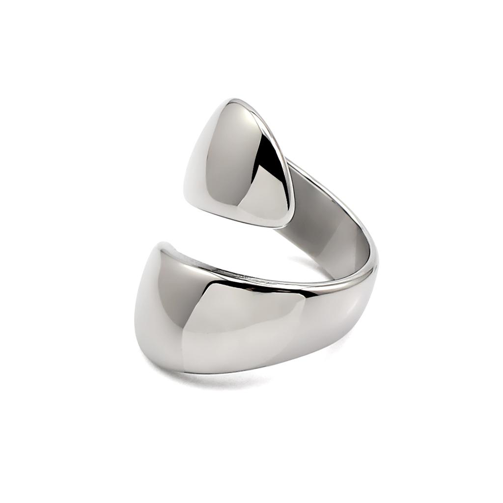 Waterproof Simple Stainless Steel 18k Gold Plated Pear-shaped Open Adjustable Ring Shiny Wide Irregular Design Jewelry for Women