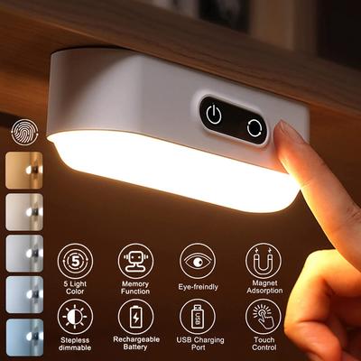 LED-Schreibtischlampe mit Touch-Steuerung, integrierter 1200/2000-mAh-Akku, Beleuchtung in 5 Farben, verstellbare, wiederaufladbare USB-Schrankbeleuchtung