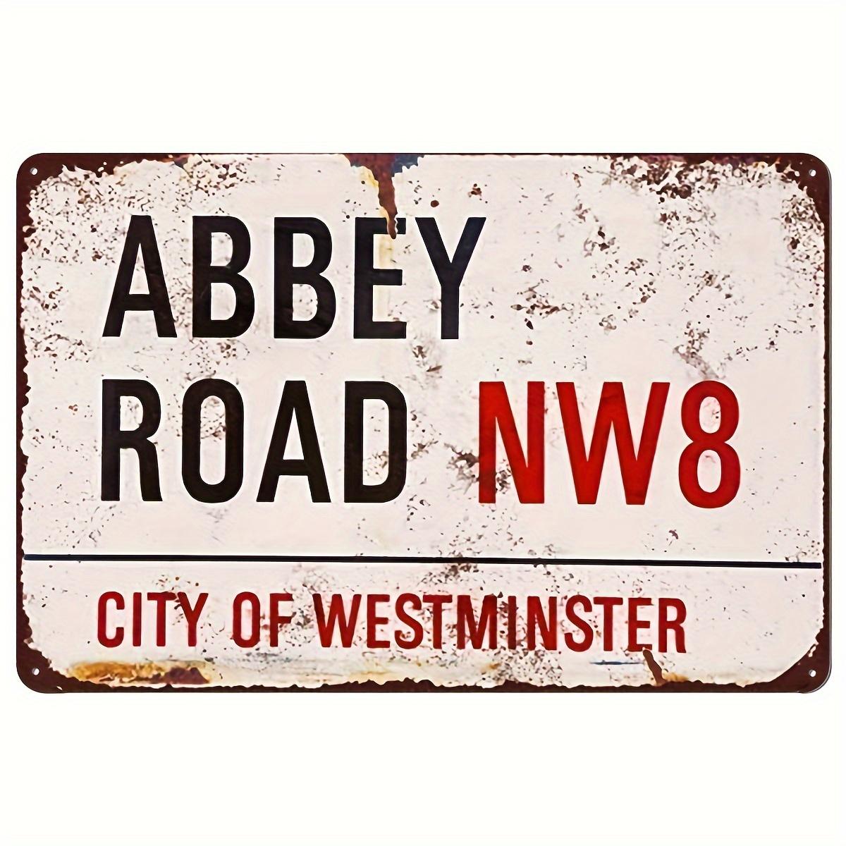 

Vintage Abbey Road NW8 Metal Sign Rustic Tinplate Wall Art Bohemian Distressed Iron Decor for Bar Cafe Garage Farmhouse 20x30cm（7.8x11.8inch）