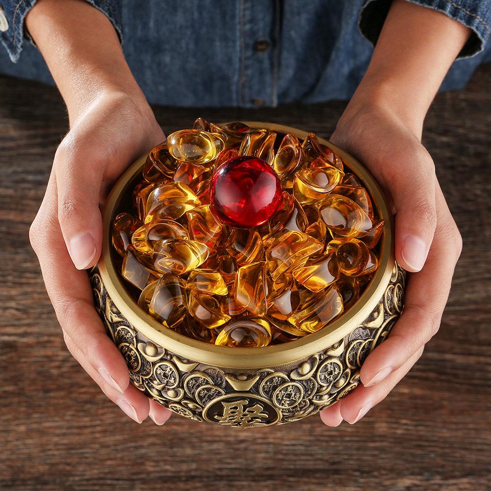 Large Brass Retro Cornucopia Piggy Bank - Office Desk Ornament & Gift