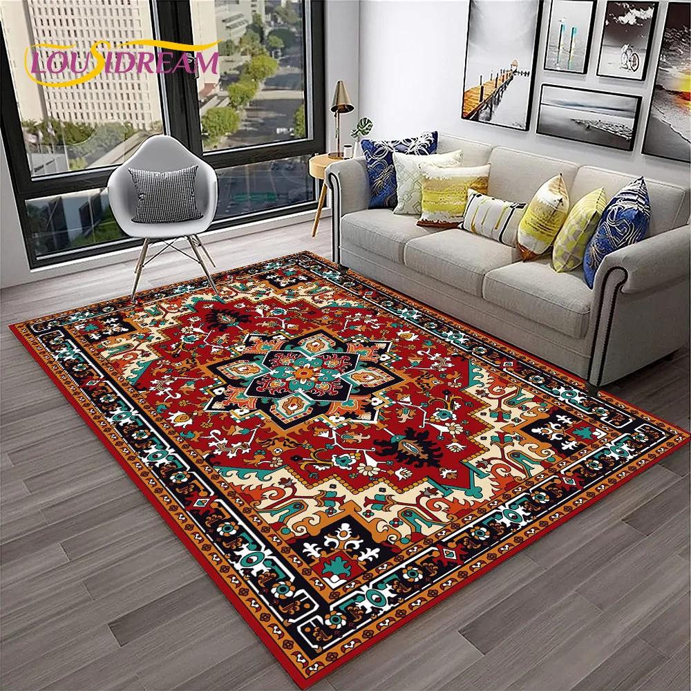 Turkey Bohemian Persian Flower Carpet Rug for Home Living Room Bedroom Sofa Doormat Kitchen Decor,Area Rug Non-slip Floor Mat