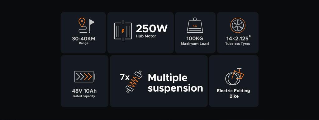 ENGWE T14 Urban Off-Road Electric Bike – 42km Range, 48V10Ah Battery, Compact Design, Suitable for Teenagers and Short Commuting