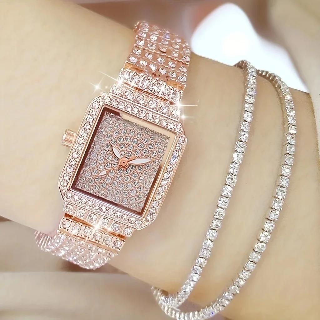 New Women Watches Brand Luxury Gold Bracelet Watch Women Quartz Watches Rhinestone Ladies Wristwatches Clock Relogio Feminino
