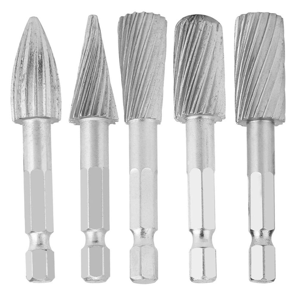 5PCS Silver High Speed Steel Burrs High Speed Steel Carbide Burr Set Durable Die Grinder Bits