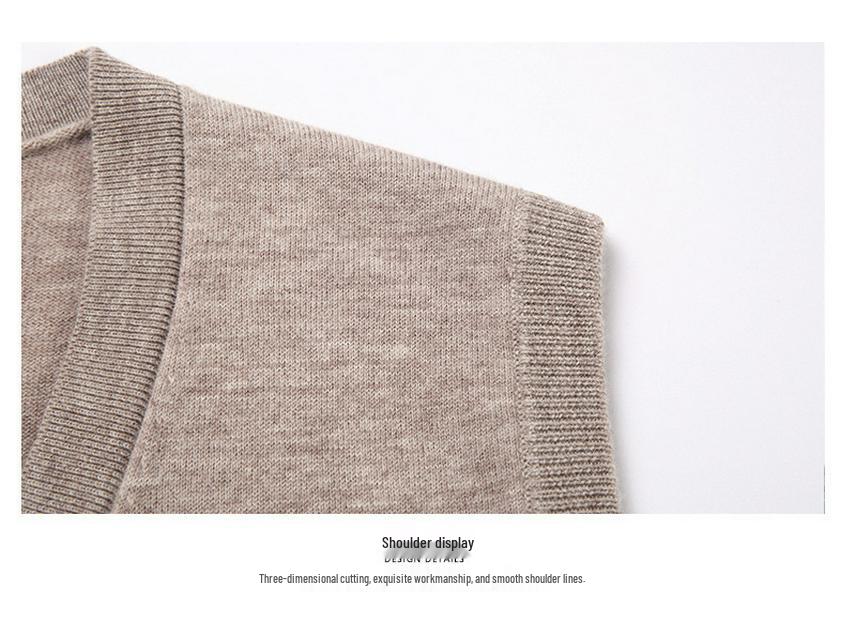100% Pure Wool Men's Winter 2025 Cardigan Vest - Sleeveless, Middle-aged Style Sweater