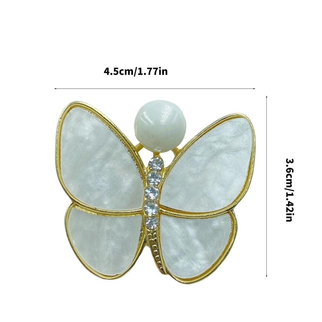 Butterfly Brooch With White Pearls And Crystal Accent Jewelry Accessories For Wedding Attire And Special Occasions