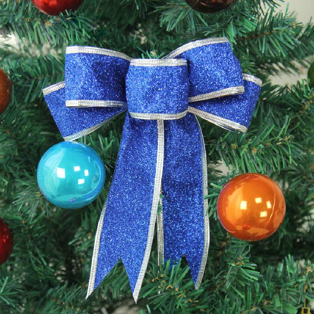 Meixinggu Polyester, Christmas Tree Ornament Decorations Big Bow-Knot 9.84'' 10 Pcs Set (Royal Blue)
