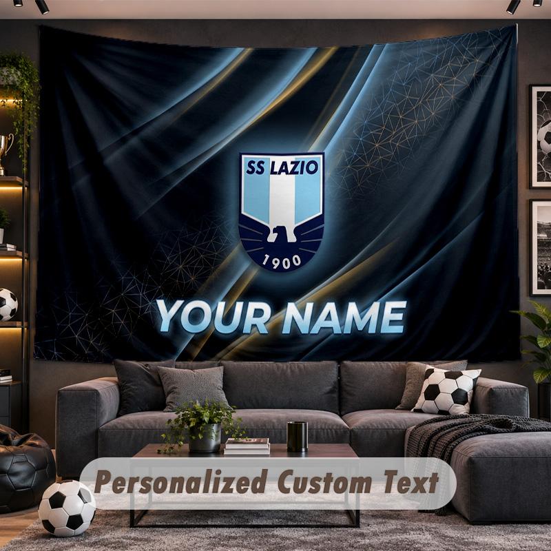Lazio FC Personalized Tapestry Support Custom Name, Wall Art Home Decoration