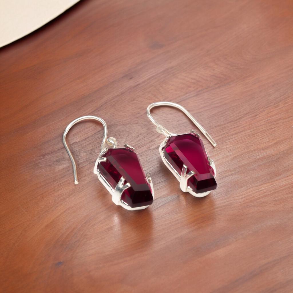 Pink Tourmaline Gemstone 925 Sterling Silver Handmade Drop/Dangle Earrings 1.45" EE-129-1
