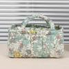 Floral Quilted Baskets with Handles Collapsible Floral Laundry Hamper Foldable Floral Organizer Bin for Household Kitchen