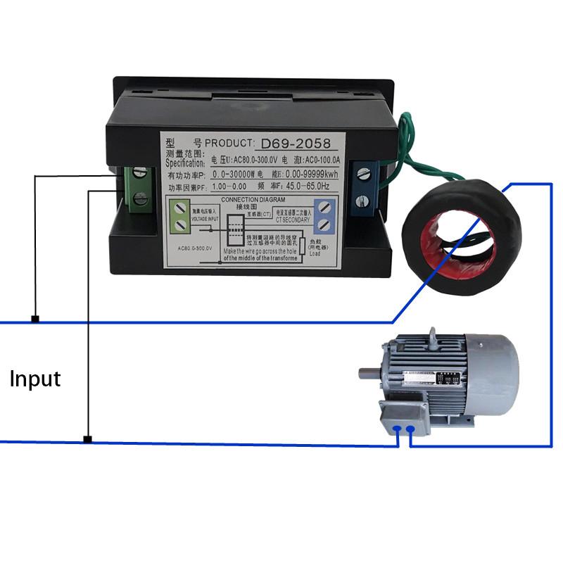 6IN1 AC Monitor 110V 220V 380V 100A Voltage Current Power Factor Active KWH Electric Energy Frequency Meter Digital LCD VOLT AMP