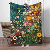 Beautiful Flowers Print Flannel Blanket,Soft Warm Throw Blanket Nap Blanket For Couch Sofa Office Bed Camping Trave Blanket Gift