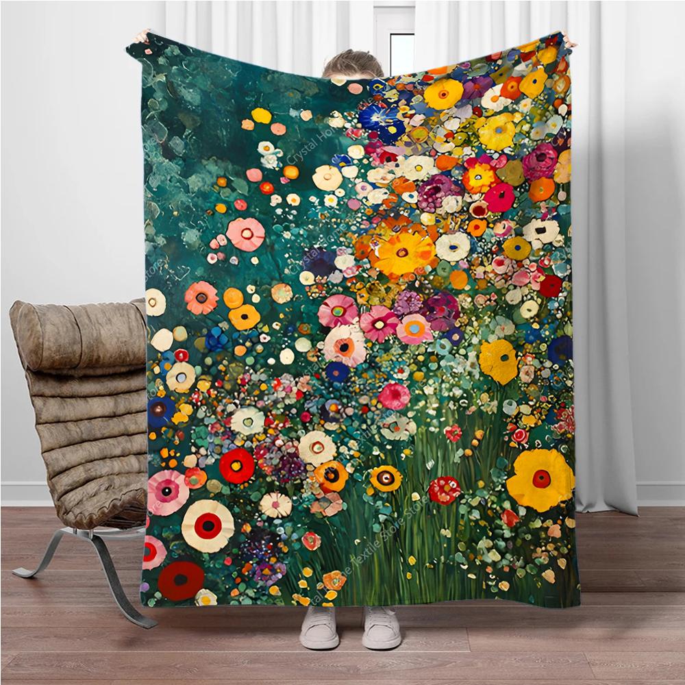 Beautiful Flowers Print Flannel Blanket,Soft Warm Throw Blanket Nap Blanket For Couch Sofa Office Bed Camping Trave Blanket Gift