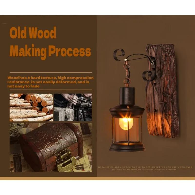 Antike Neue Stil Industrielle Holz Wandleuchte Rustikale Wandlampe Wandleuchte Dekorieren Eisen Metallkunst für Bar Loft Flur