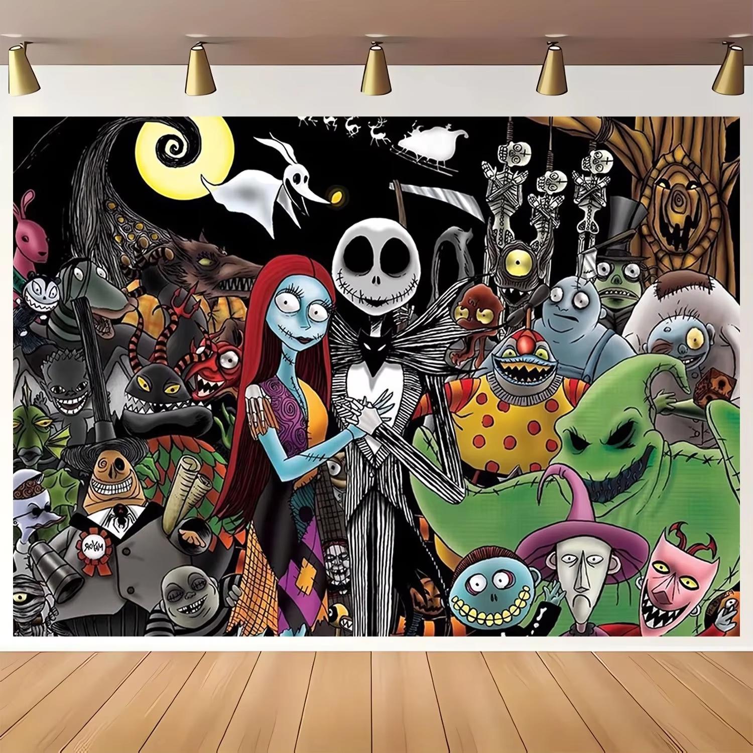

1 Nightmare Before Christmas Tapestry 2D Single Print Spooky Decor Room Backdrop Stylish Functional HalloweenThemed Attractive 74x94cm(29x37in)