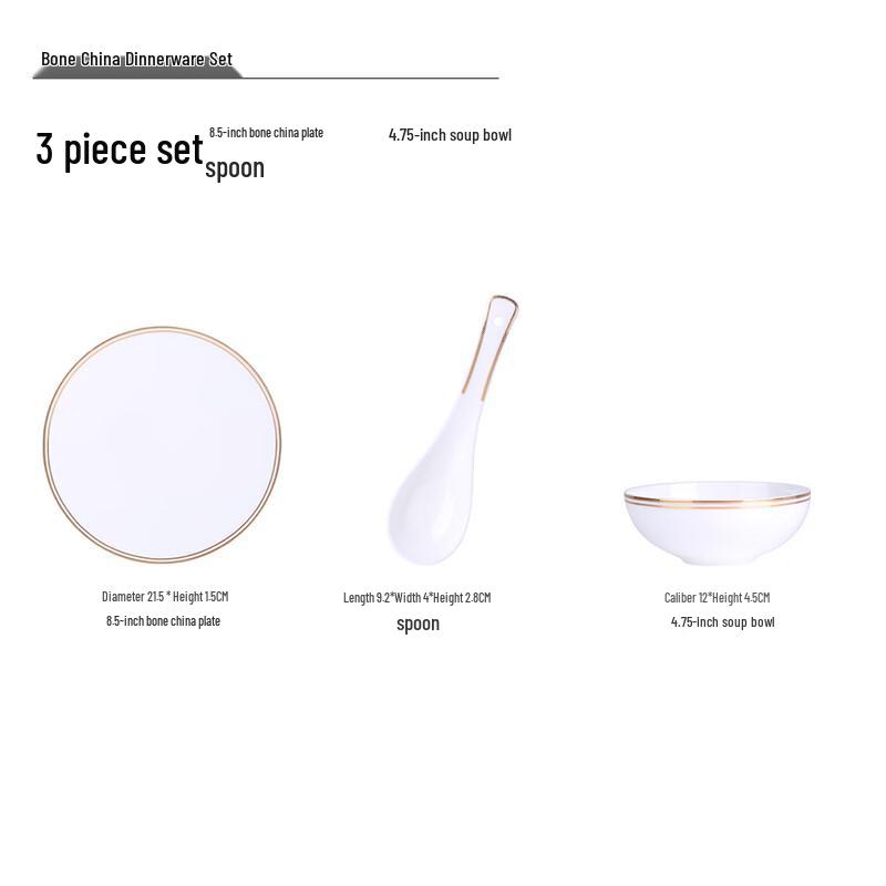 Ru Han Elegant 3-Piece Glazed Dinnerware Set