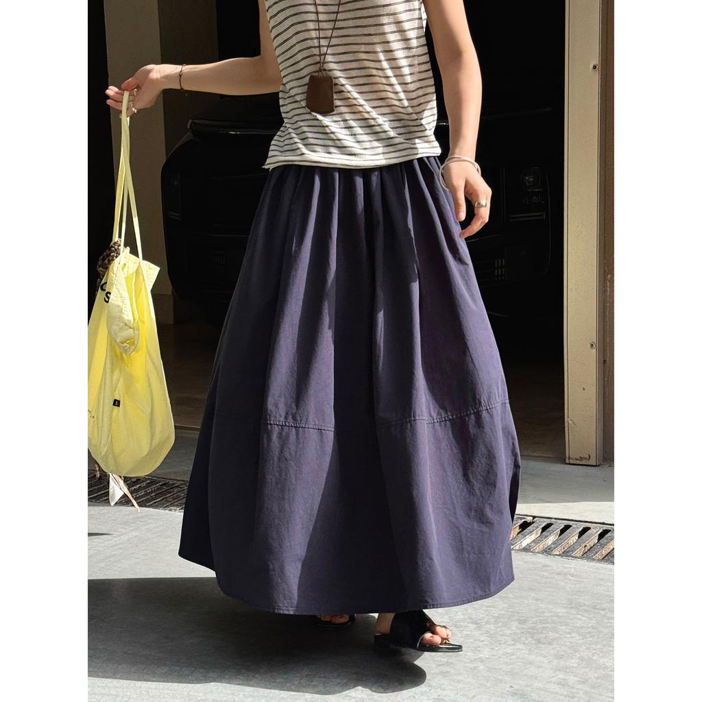 Johnature Japanese Simple Solid Color Skirts Women Summer Casual Comfortable Skirts