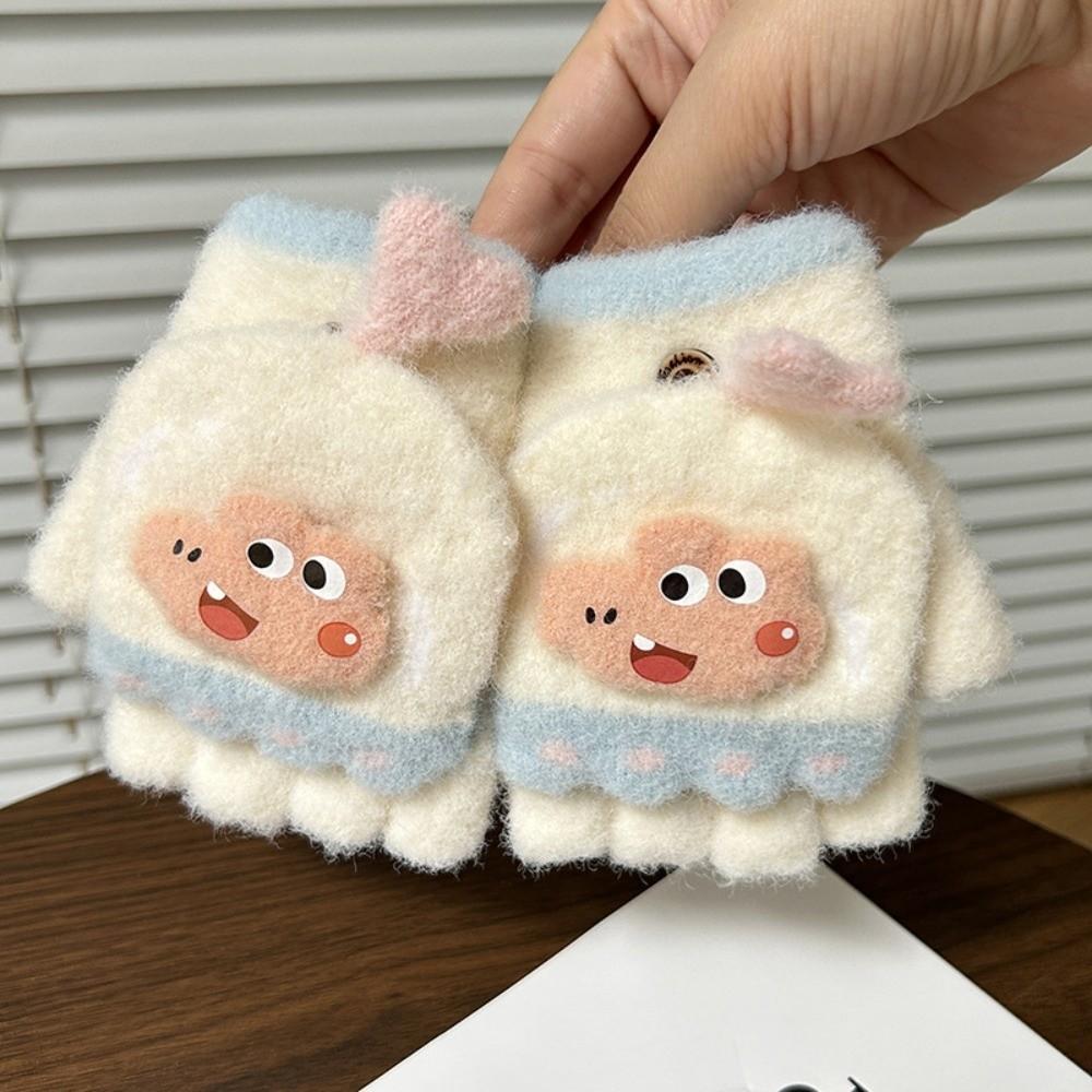 Cold Proof Little Kids Flip Top Gloves Convertible Cartoon Children Gloves For 4 To 8 Years