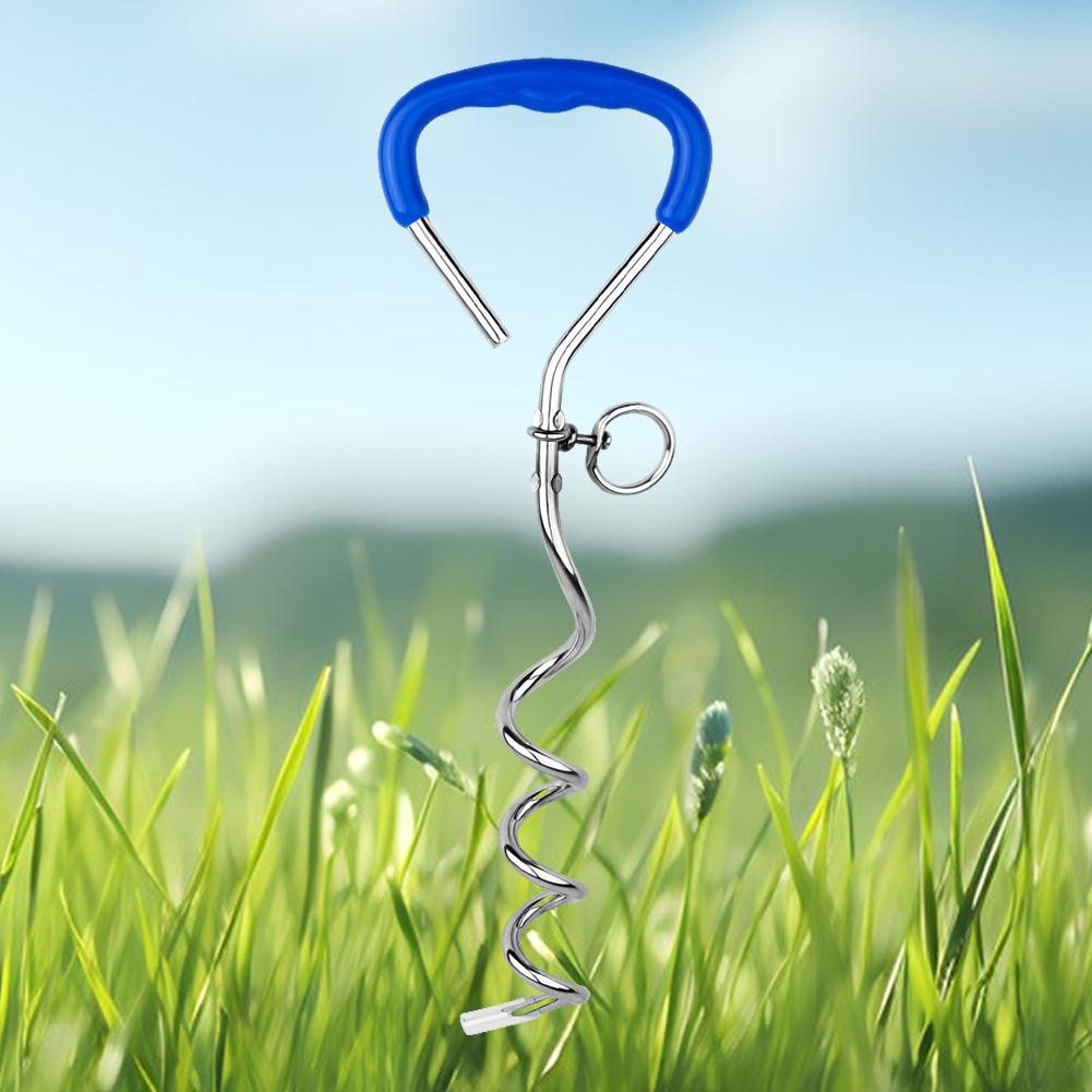 Heavy Duty Dog Tie Out Stake with Soft Grip Handle Metal Spiral Dog Yard Ground Stake Dogs Anchors Leash Fixed Stake for Pet Dog