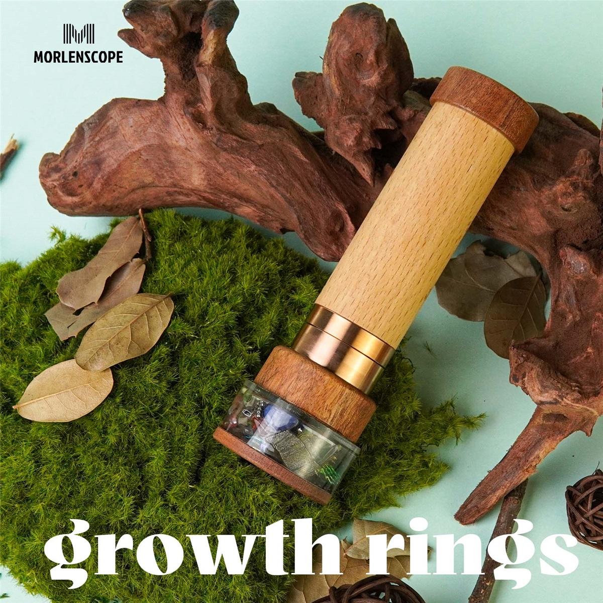 Growth Rings Wooden Nature Kaleidoscope Kit, Handmade Brass Rotatable Oil-Filled,Vintage Gift Box,Anniversary Birthday Gift
