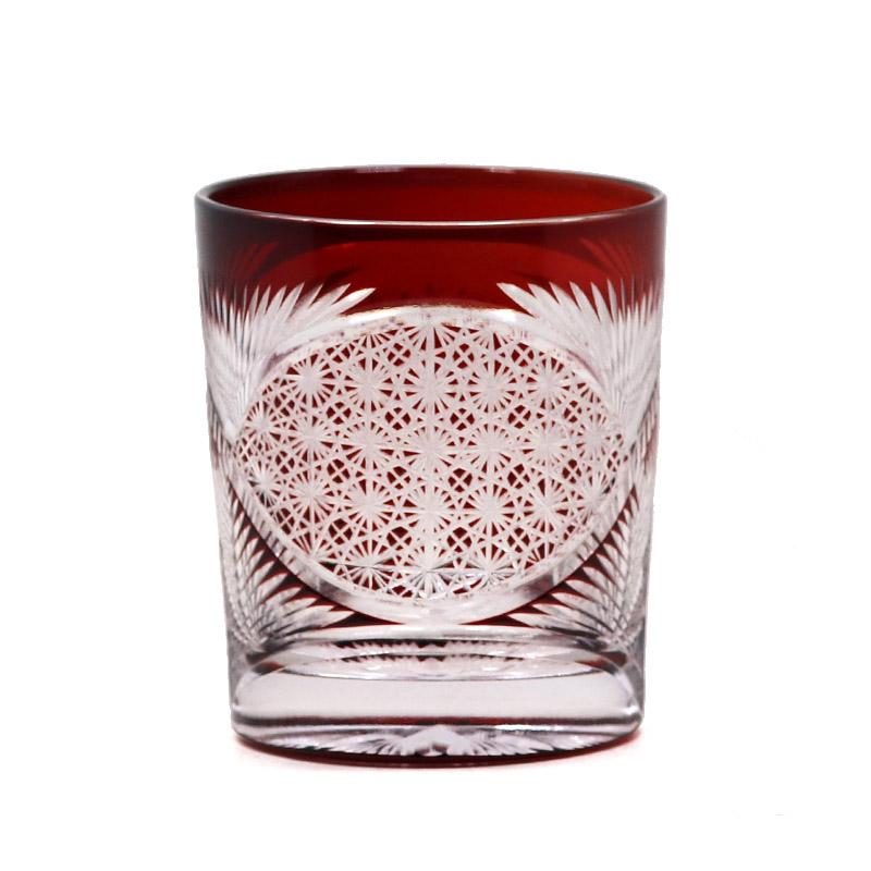 Japanese Style Edo Kiriko Multi-Color Drinking Glass 8 Ounces Amber/Clear Crystal Whisky Glass Scotch Glasses 201-300ml