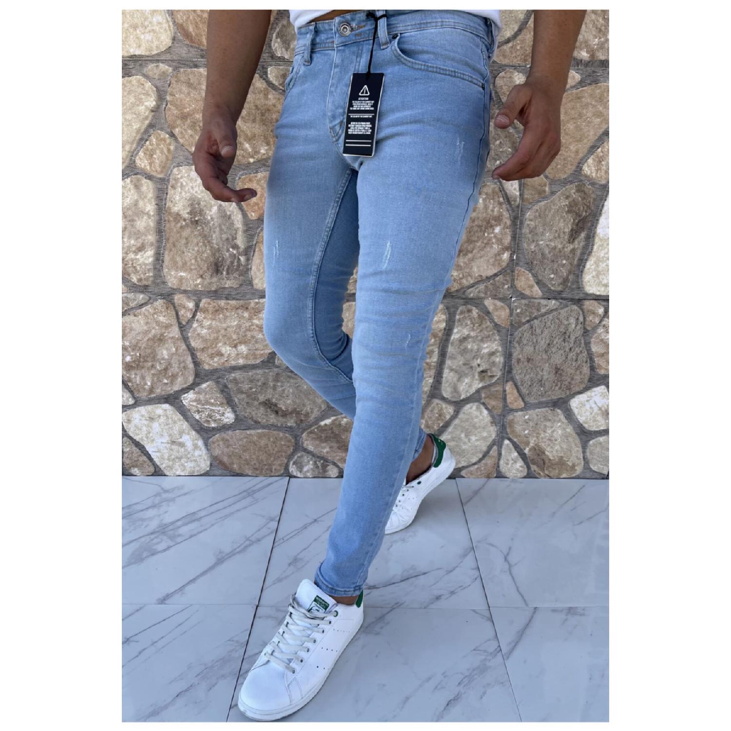 

Чоловічі джинси Skinny Fit Lycra Ice Blue з вкладками 29 синій