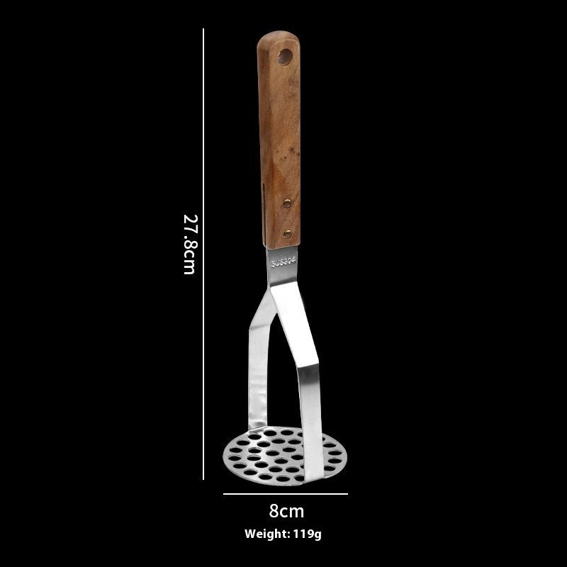 Potato Masher Masher Crush Rod 304 Stainless Steel Solid Wood Handle Household Kitchen Mashing Small Tool Kitchen Tools
