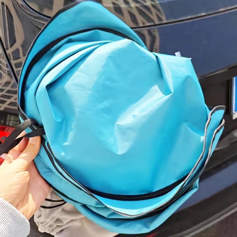Blue Foldable Car Sunshade UV Protection Heat Blocking Interior Protection Fits Cars Trucks SUVs Easy Storage