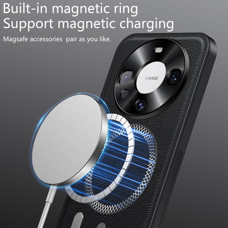 For Huawei Mate 60 & Mate 60 Pro Case Magnetic Elegant Leather Wear-Resistant Lens Fully Covered Non-Slip Grip Edge Cover Shell