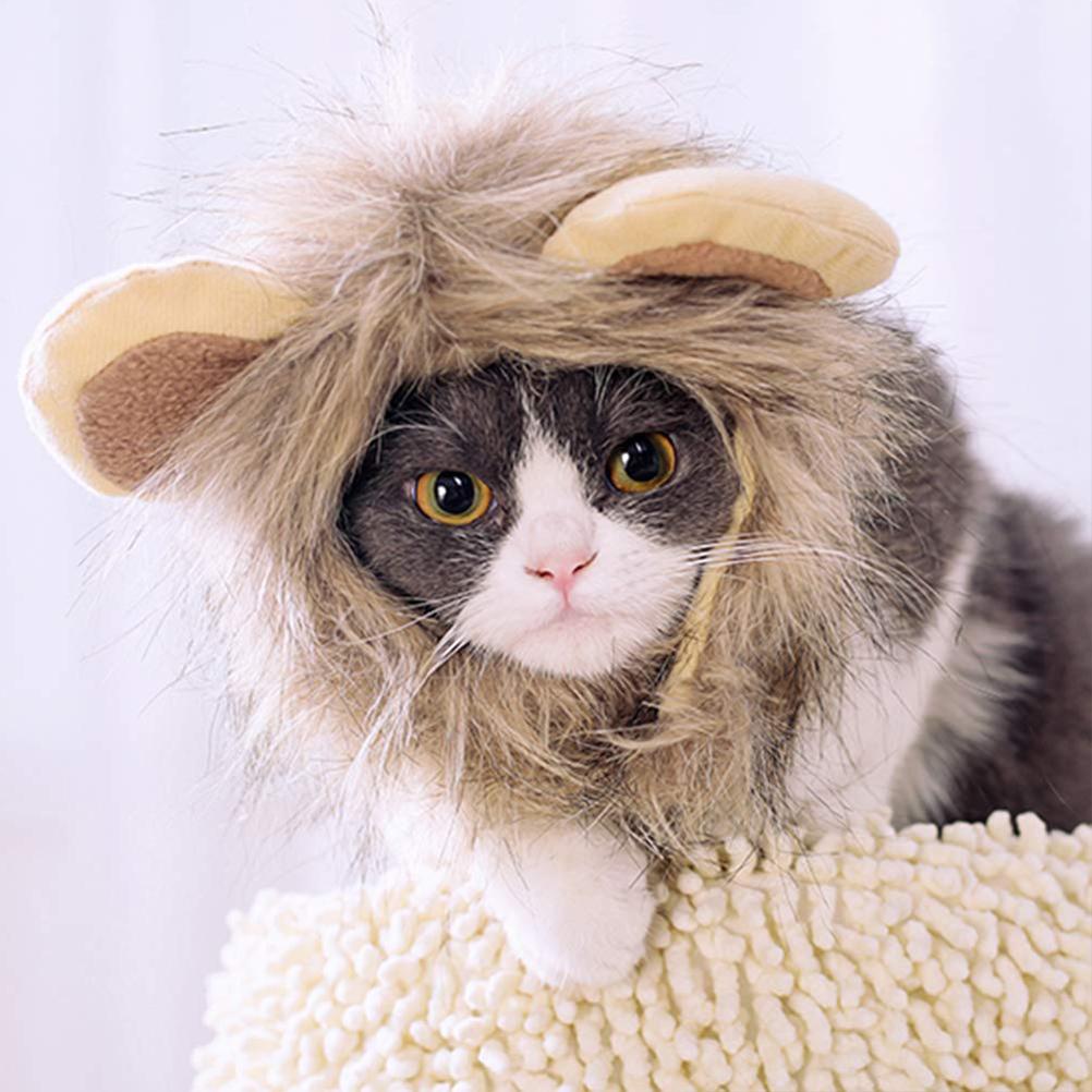 Mane Wig for Cat Pet Adjustable Washable Comfortable Hair Cat Clothes for Halloween Christmas Easter Festival Party