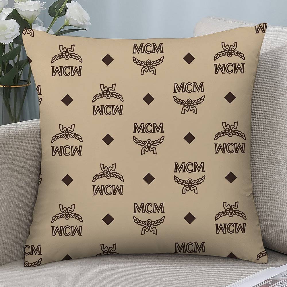 Luxury M-MCM Pillow Case Short Plush Double-sided Print Square Throw Pillow Covers Sofa Home Cushion Decor