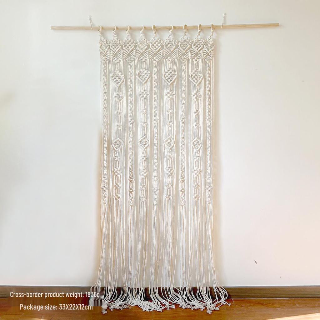Handmade Woven Cotton Rope Tapestry Door Curtain: Nordic Bohemian Style for Home Decor