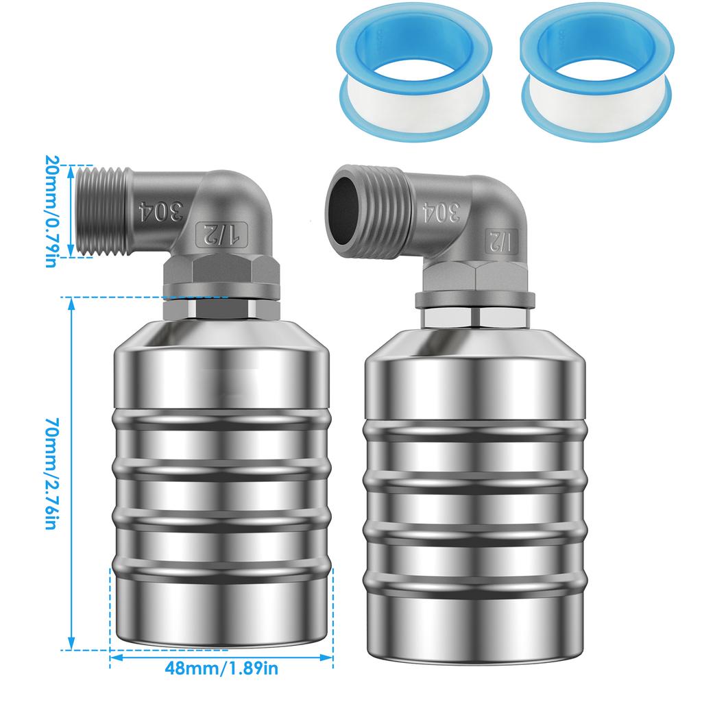 1/2 PCS Floating Ball Valve Automatic Water Level Control Valve 1/2 Stainless Steel   Water Tank Valve Safe Water Tower Shutoff